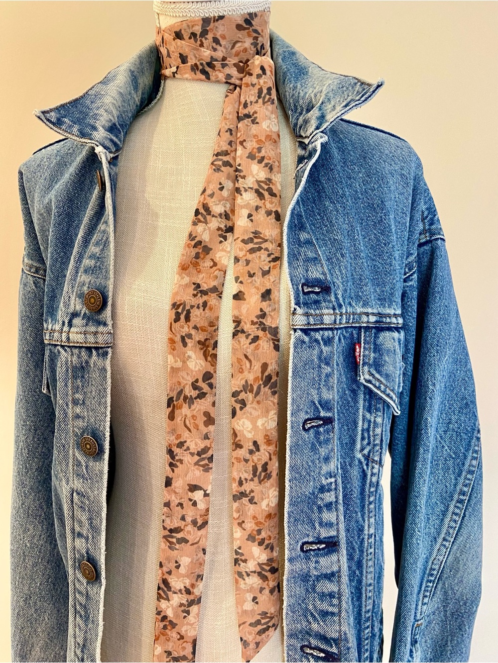 Silk Long Skinny Floral Scarf Trending Style Similar to Free People